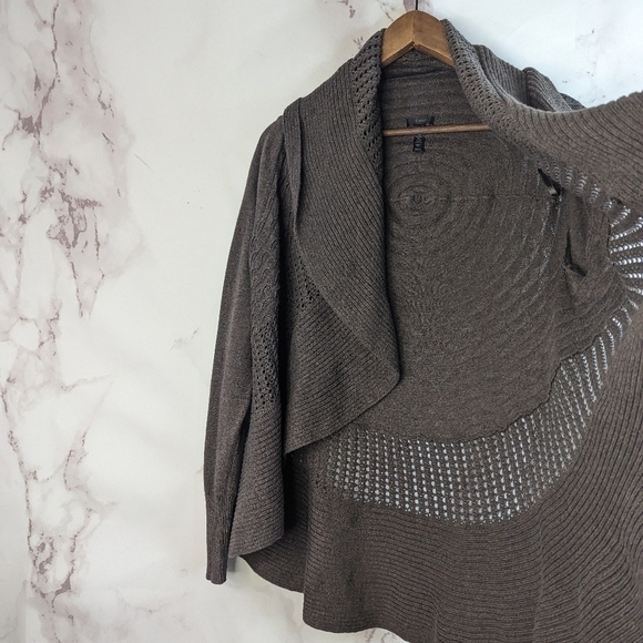 Soma Cardigan Size Small Brown Sweater Boho Open Front Waterfall Women Cotton - Picture 10 of 11